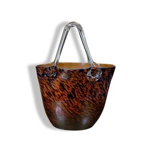 Hand-blown art glass purse vase